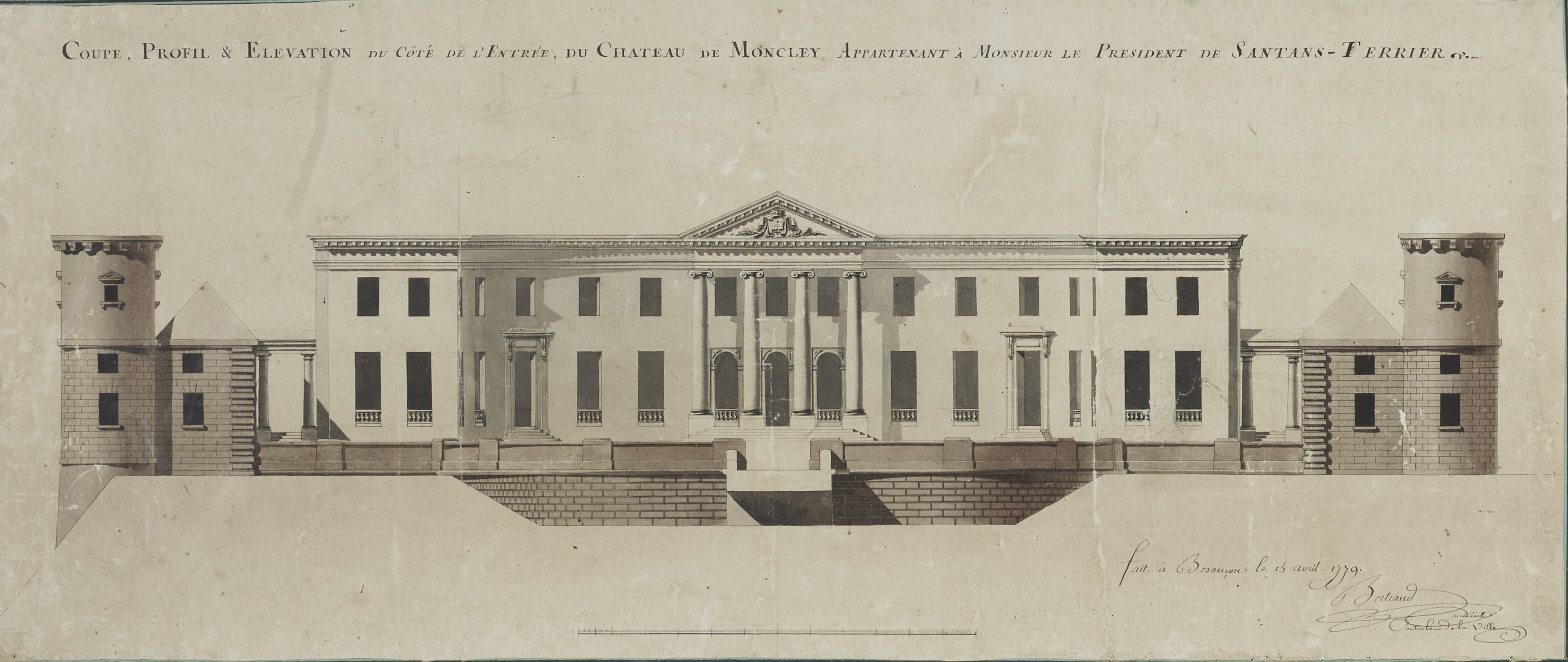 Plan d'architecte pour le Château de Moncley